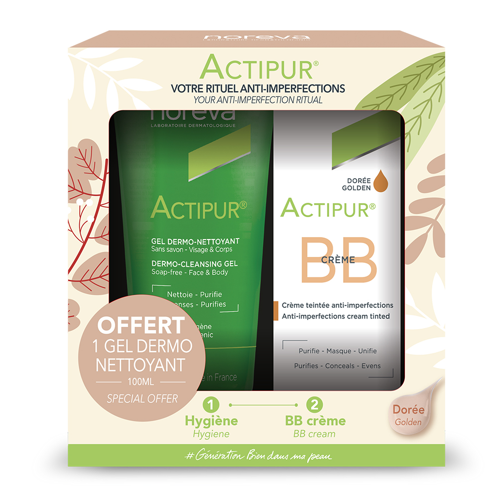 Noreva Actipur 30ml golden BB cream &amp; 100ml foaming gel Giftboxes 130ml