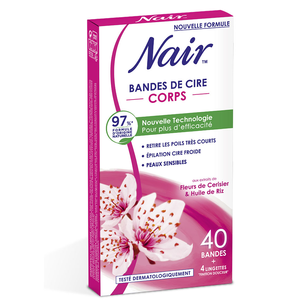 Nair Cherry flowers &amp; rice oil cold wax Strips Legs x40