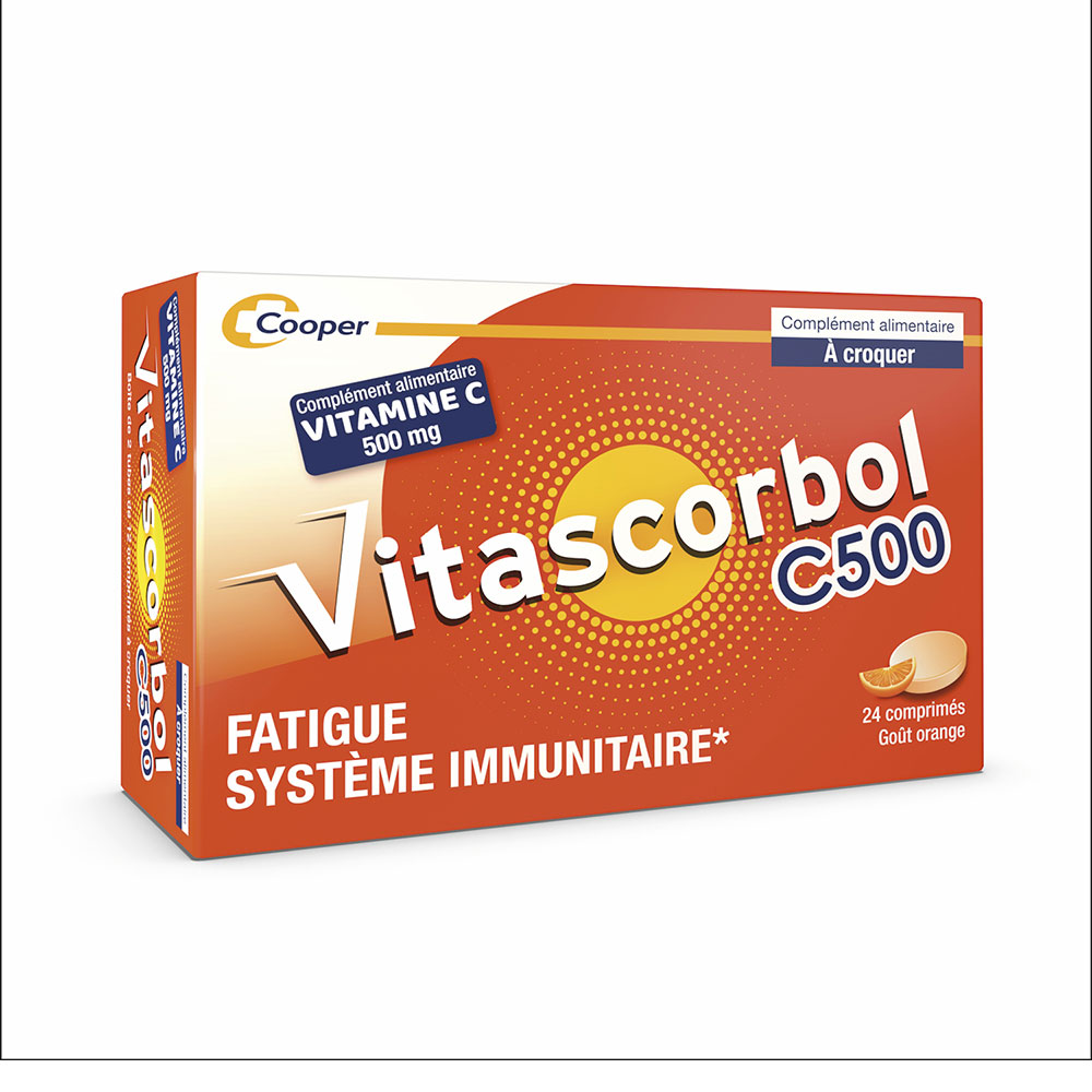 Vitascorbol Vitamin C 500 mg orange flavour 24 chewable tablets