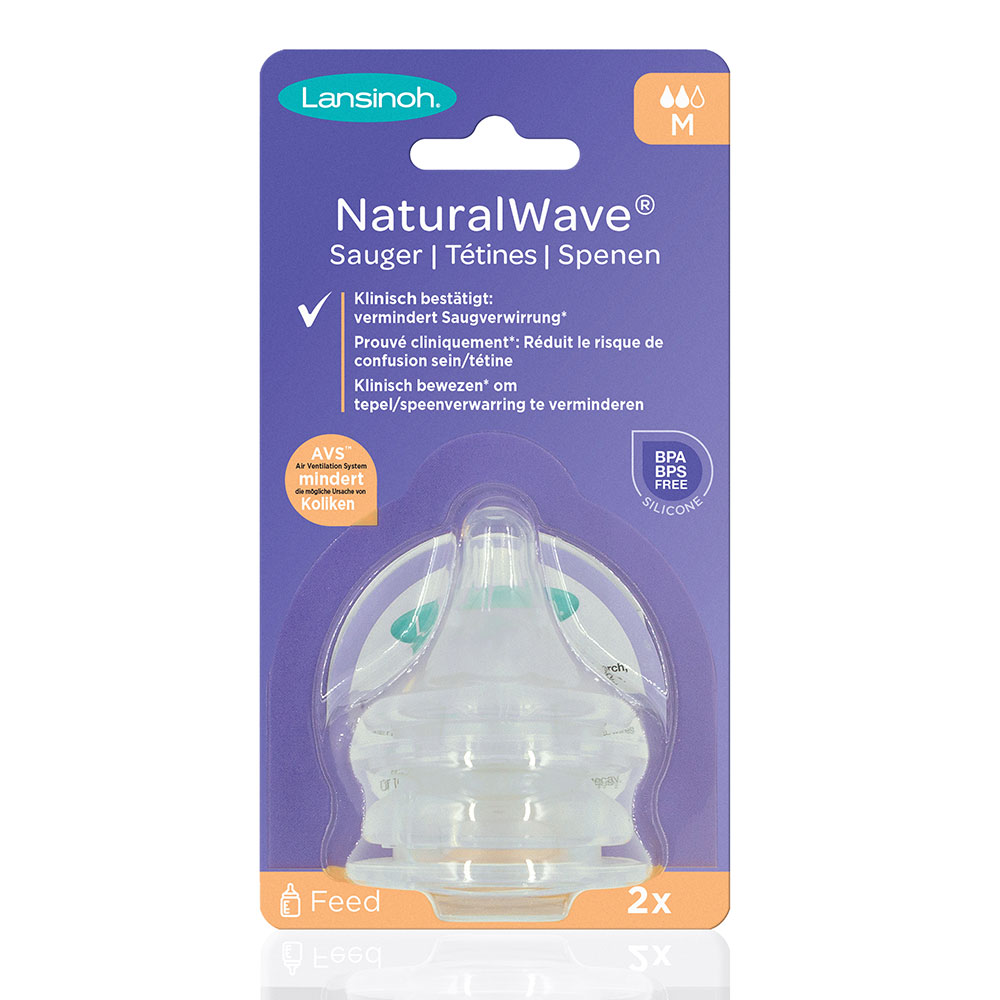 Lansinoh Natural Wave Teat M Medium Flow x2