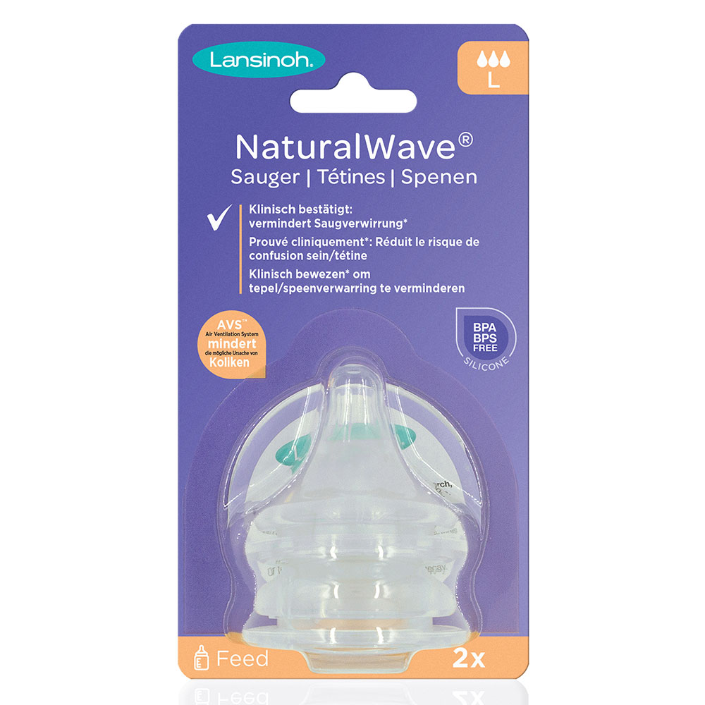 Lansinoh Natural Wave Teat L Rapid Flow x2