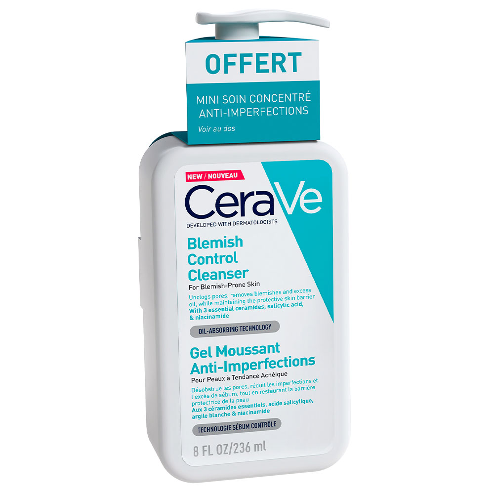 Cerave Face Cleanser Anti-Imperfection Foaming Gel + Free 3ml Anti-Imperfection Mini Care Concentrate 236ml
