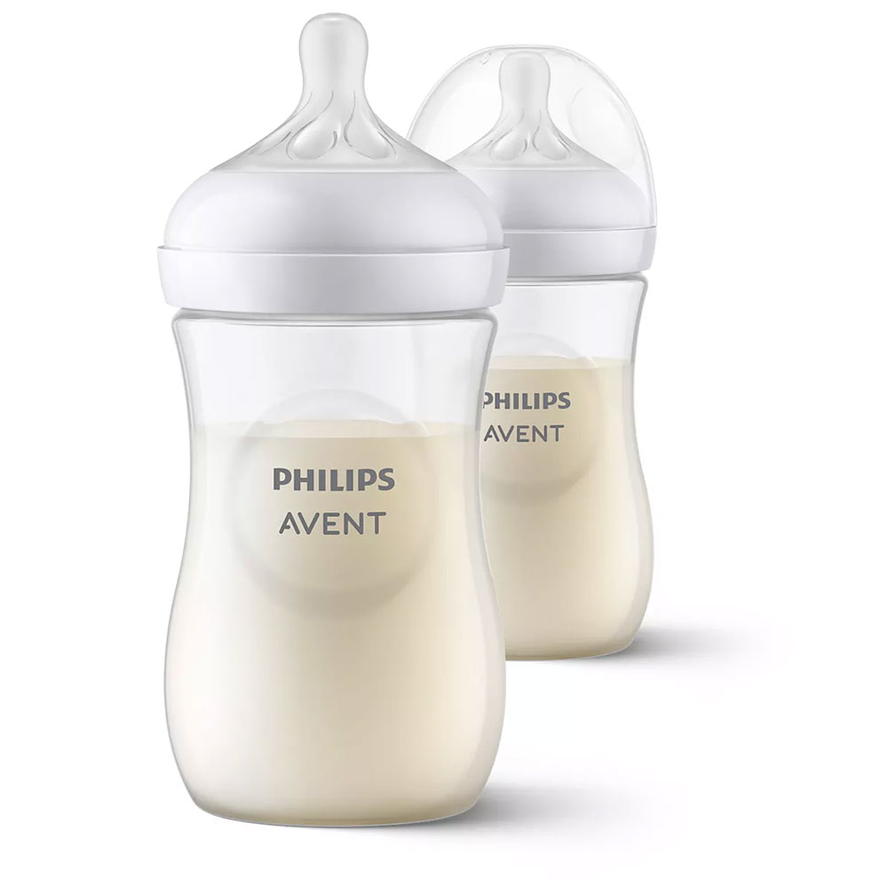 Avent Natural Response Baby Bottles Pp Silicone Teat Slow Flow 1 Months+ 2x260ml