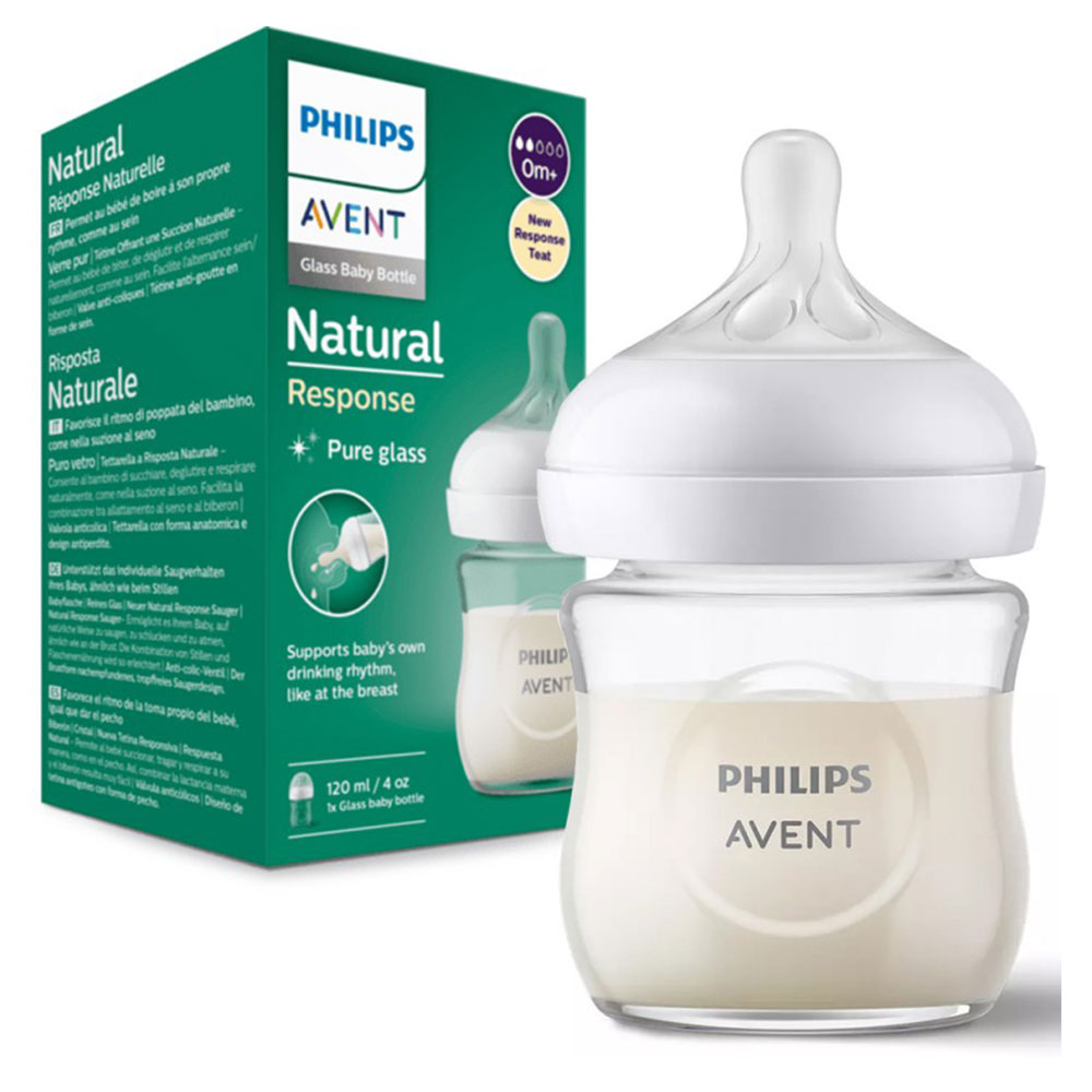 Avent Natural Response Glass Feeding Bottle From Birth 120ml