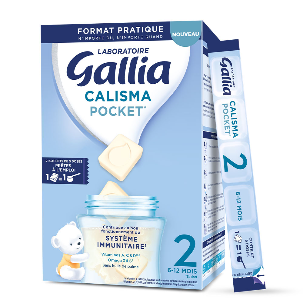 Gallia Calisma Pocket powdered milk suitable from 6 to 12 months 21 Sachets of 5 Doses