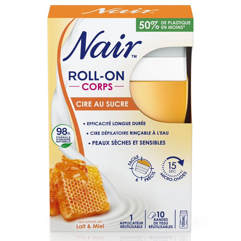 Nair Roll On Sugar Wax with milk and honey extracts Dry and sensitive skin 100ml