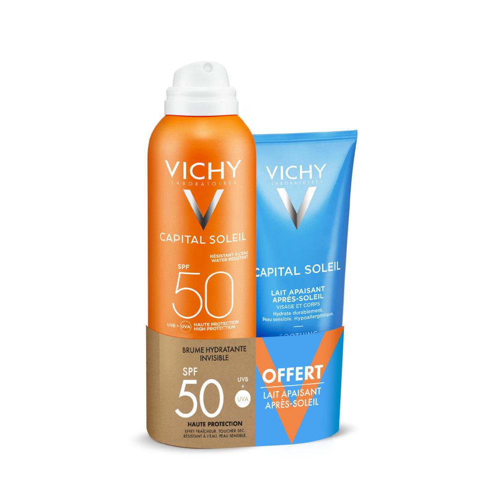 Vichy Capital Soleil Hydrating invisible SPF50+ mist + free soothing after-sun milk