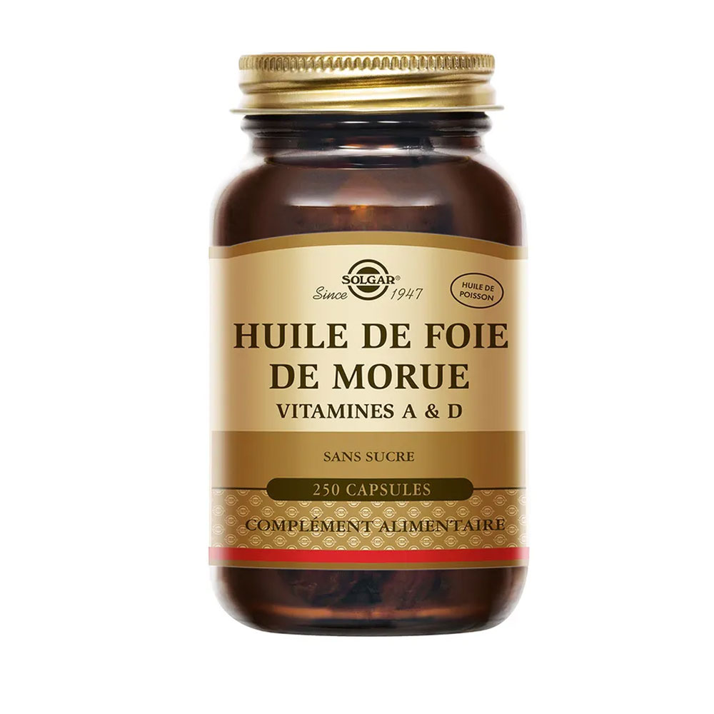 Solgar Cod Liver Oil Vitamines A et D Vitalité 250 Gélules