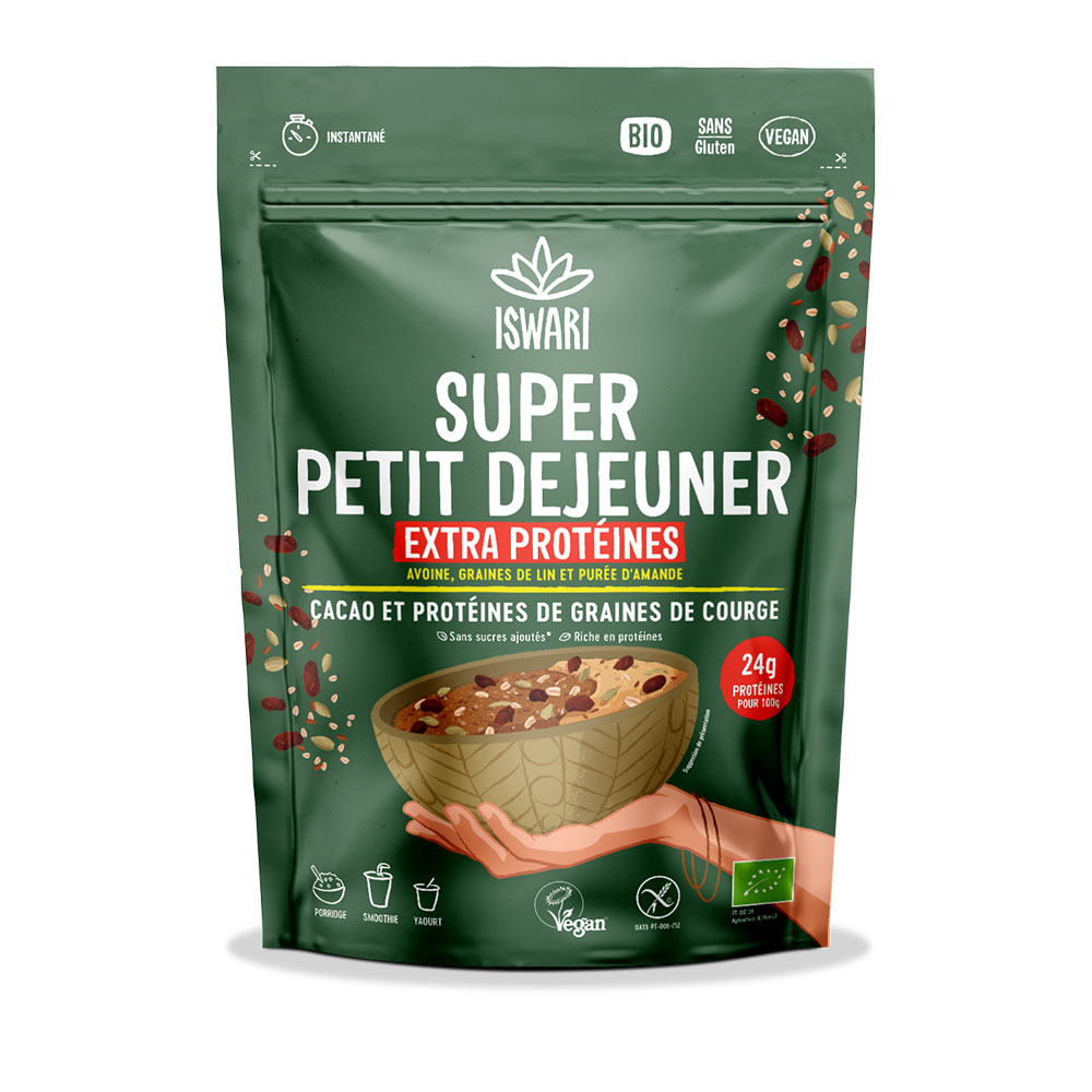 Iswari Super Petit Déjeuner Super Breakfast Cocoa and Organic Pumpkin Seed Proteins 360g Super Breakfast Iswari?Super Breakfast Cocoa and Organic Pumpkin Seed Proteins 360g