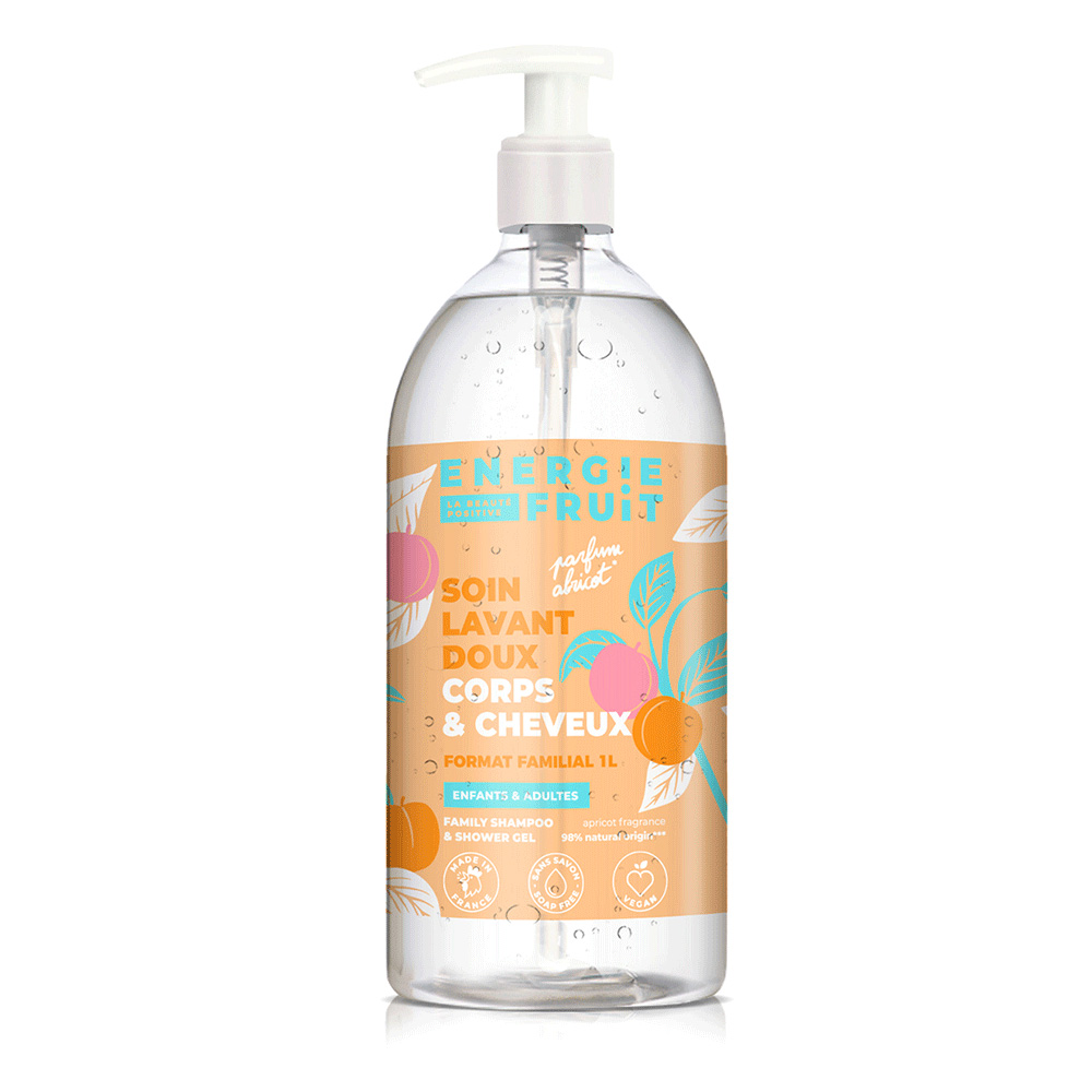 Energie Fruit Gentle cleansing wash for body & hair apricot-scented 1 l