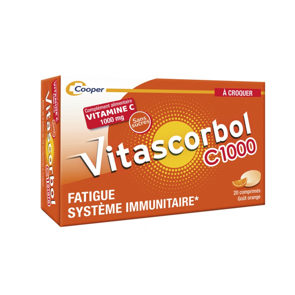 Vitascorbol Vitamin C1000 Orange flavour 20 effervescent
