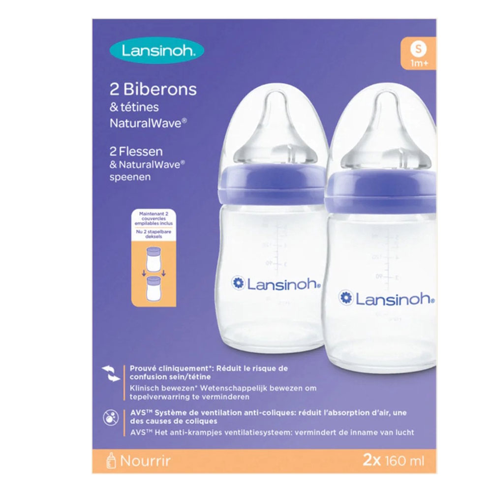 Lansinoh Natural Wave Feeding Bottle Teat S 2x160ml