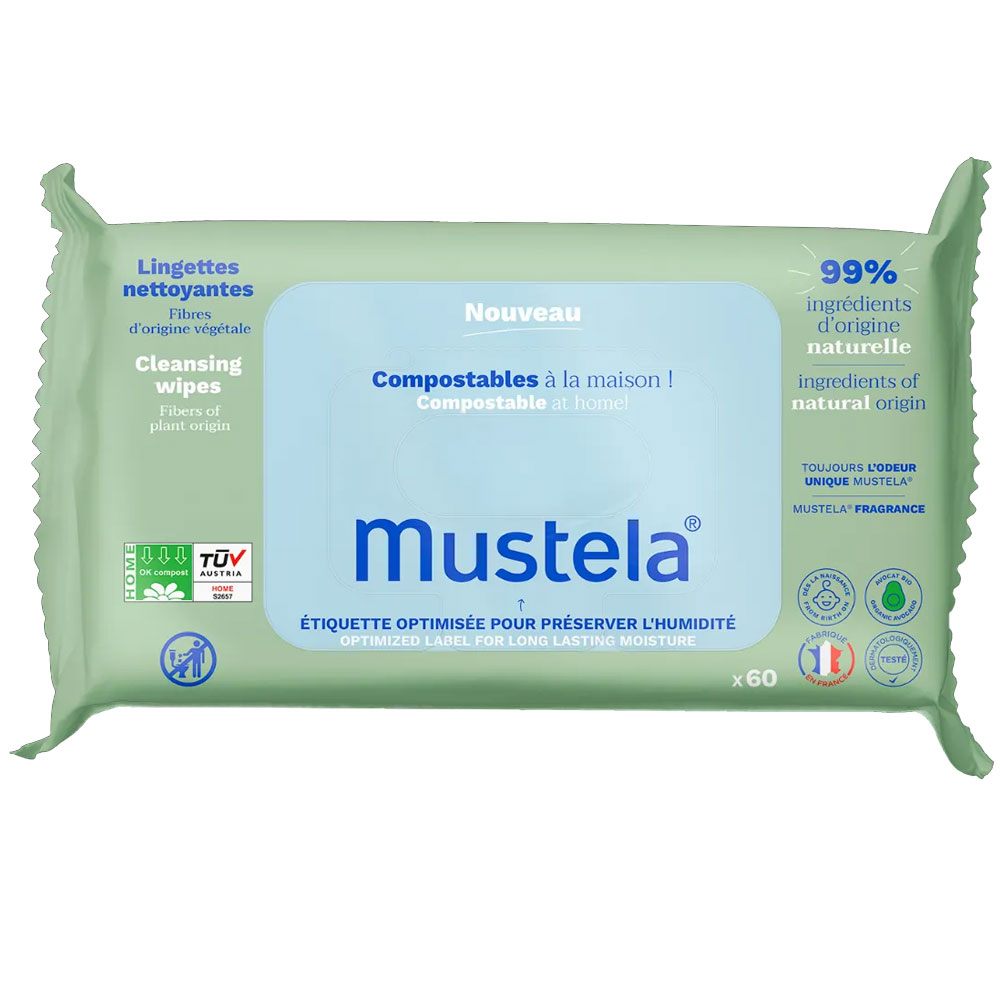 Mustela Compostable Cleansing Wipes Perfumes x60