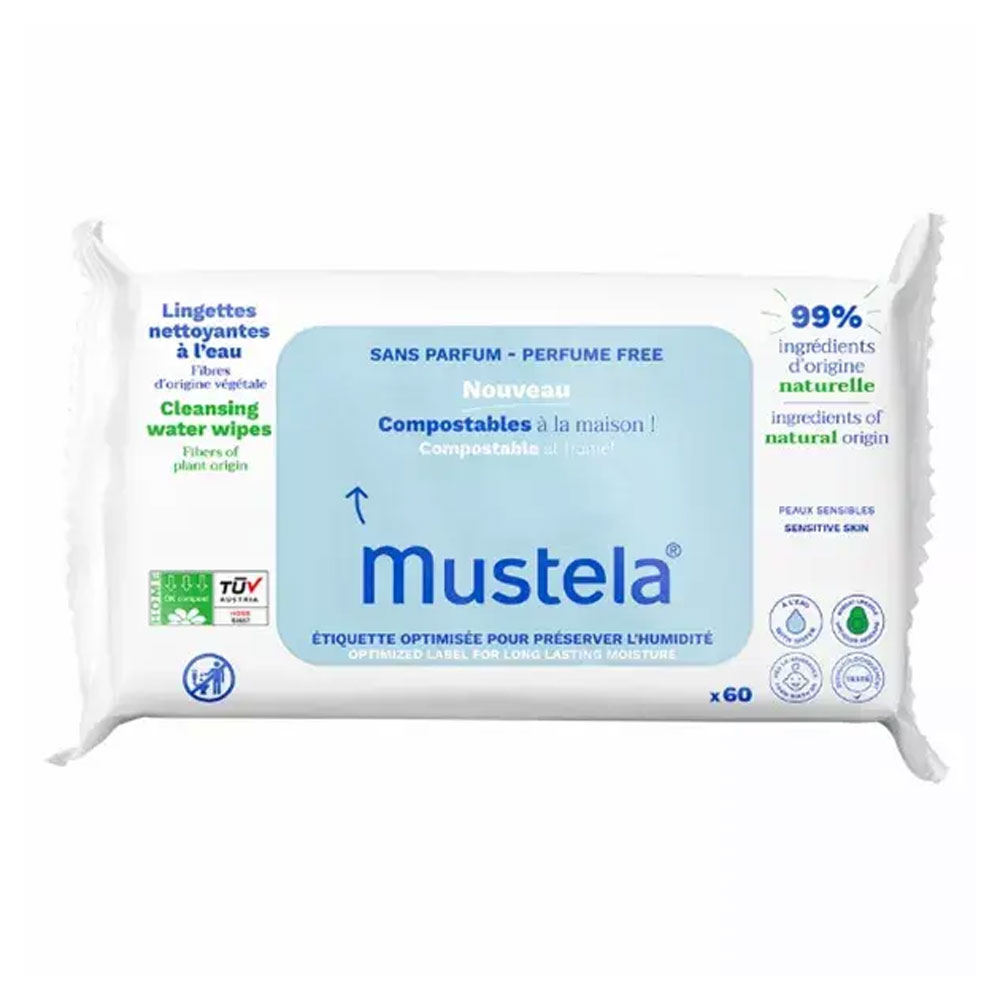 Mustela Compostable Water Cleansing Wipes x60