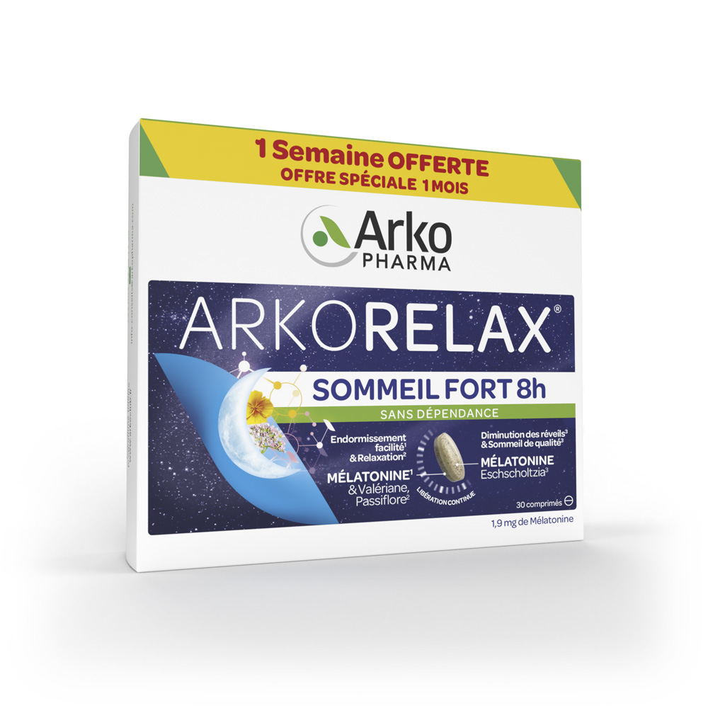 Arkopharma Arkorelax Strong 8-hour sleep 1.9 mg melatonin 30 tablets