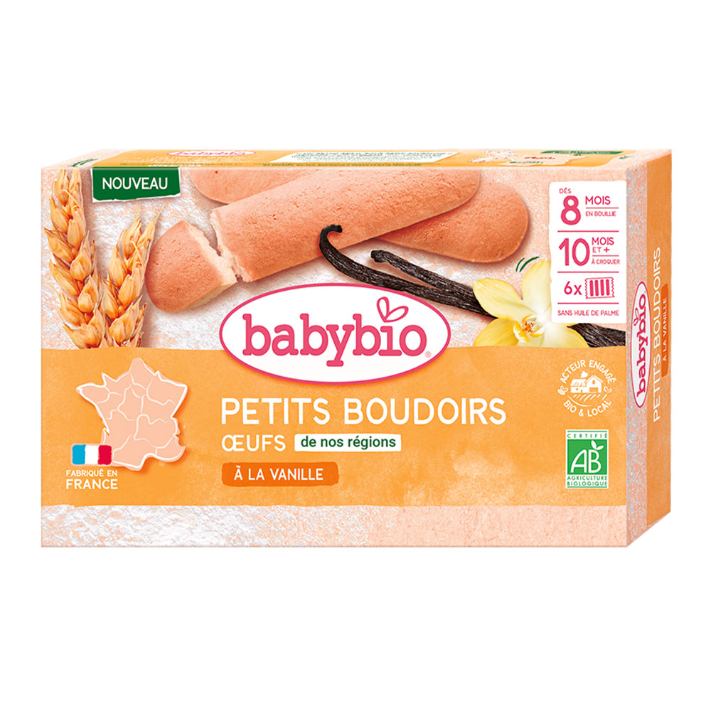 Babybio Organic Vanilla Boudoirs From 8 Months and 10 Months to Crunch 6 Sachets of 4