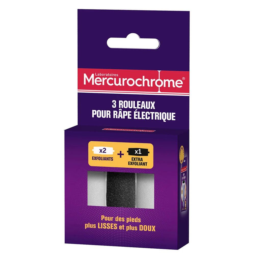 Mercurochrome Electric rasp rollers 2 Scrubs + 1 Extra Scrub