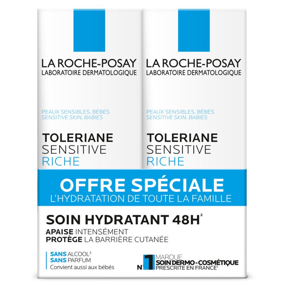 La Roche-Posay Toleriane Rich hydrating soothing face cream sensitive skin 2 x 40 ml