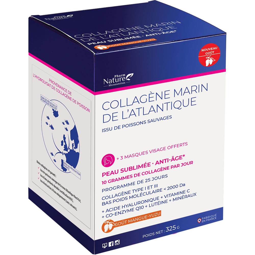 Kersiens Atlantic marine collagen for radiant anti-ageing skin mango and yuzu flavour 325 g