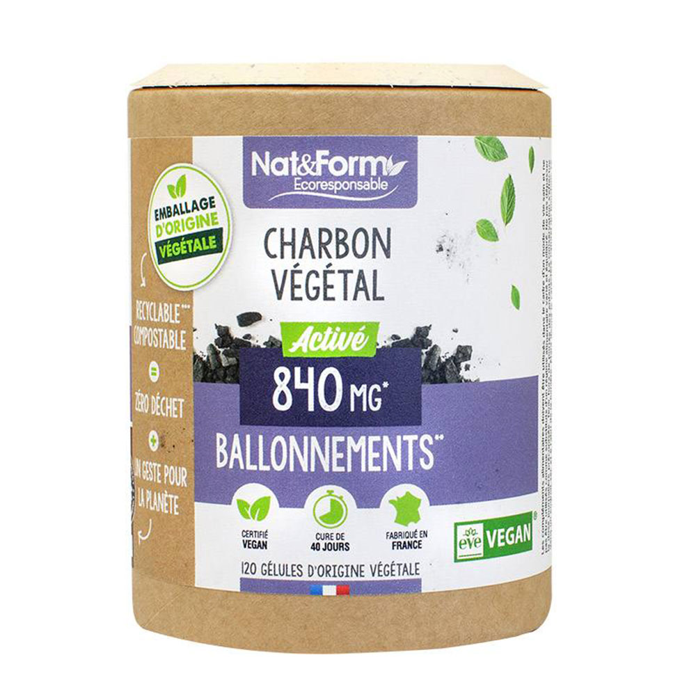 Nat&Form Activated Charcoal 840 mg 120 capsules