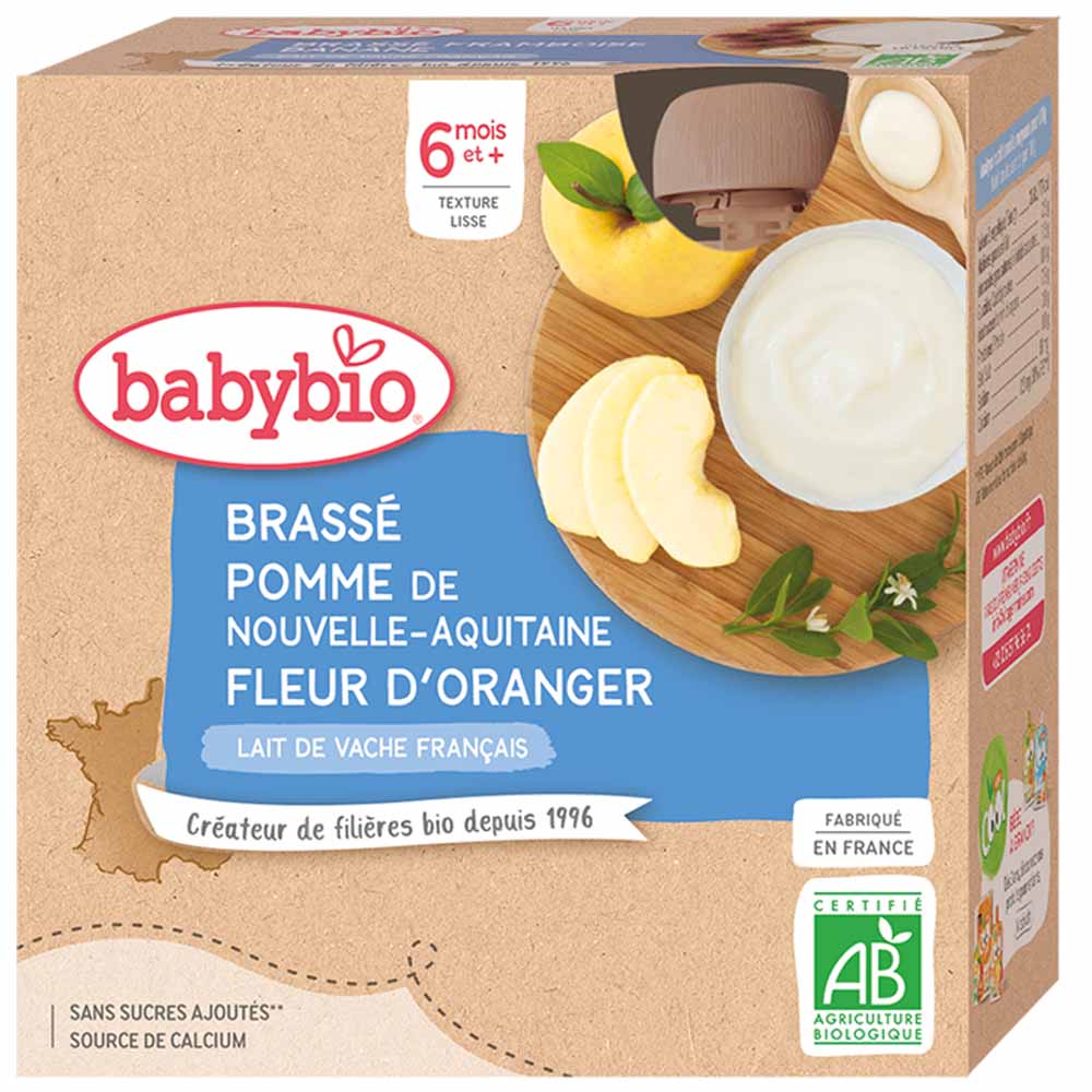 Babybio Apple and Fleur d'Oranger Brassé From 6 months 4x85g