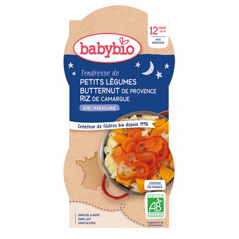 Babybio Bonne Nuit Bowl For Babies 12 Months Old & Older 2x200g