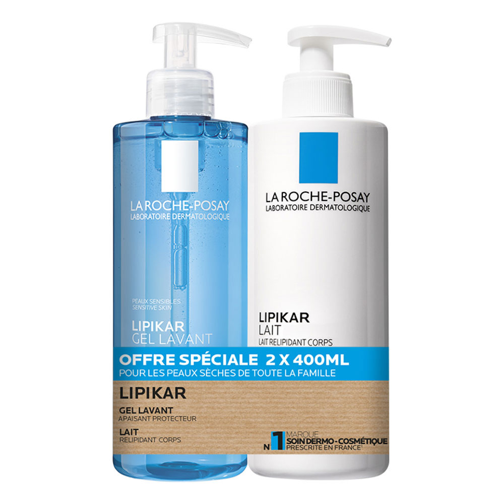 La Roche-Posay Lipikar Cleansing Gel and Relipid+ Body Lotion 2x400ml