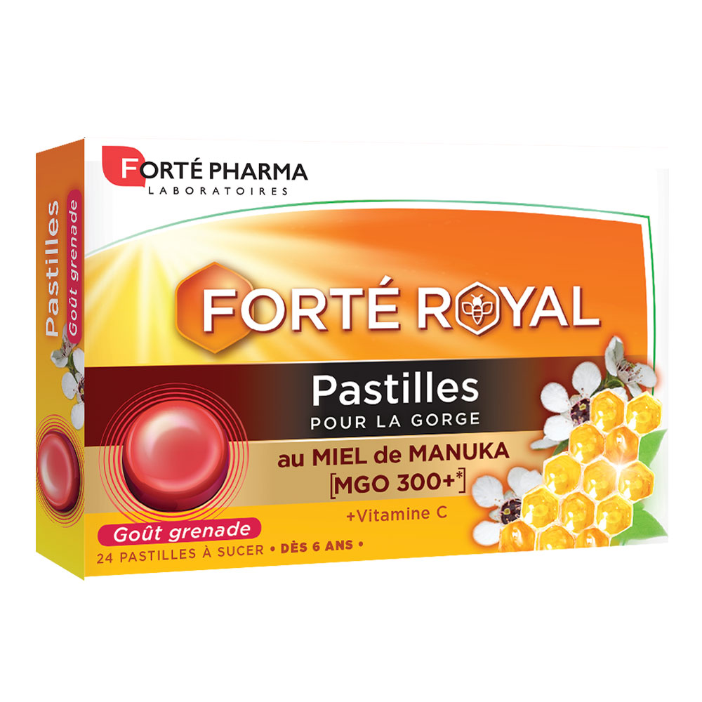 Forté Pharma Forté Royal Manuka honey throat pomegranate flavour 24 chewable tablets