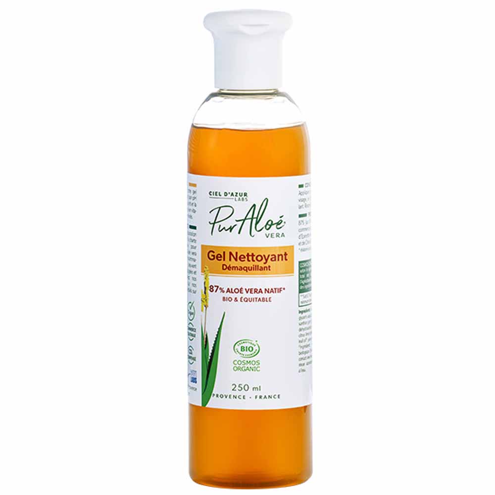 Pur Aloé Gel Nettoyant Et Demaquillant A L'aloe Vera Natif 78% Bio 250ml