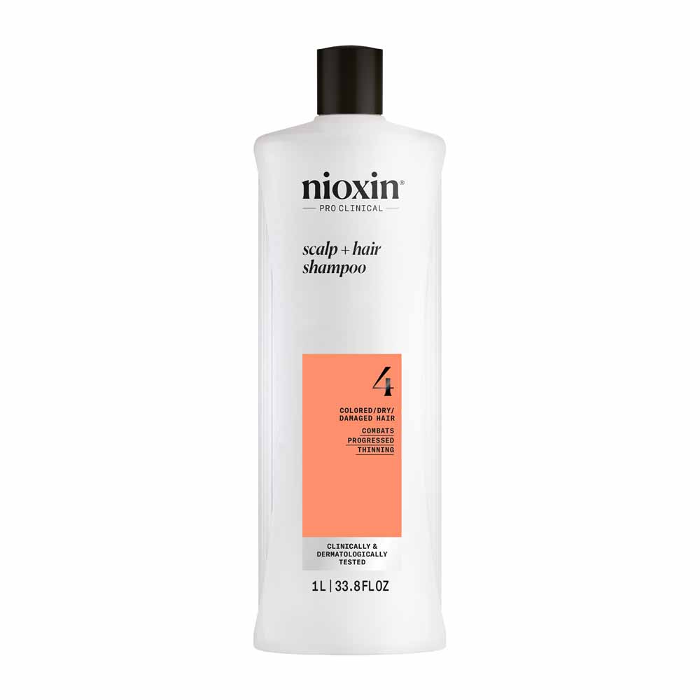 Nioxin System 4 Shampoo for Coloured/Dry/Damaged Hair and Advanced Loss 1L