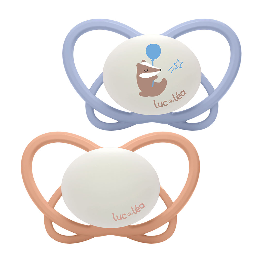 Luc Et Lea Physiological Silicone soothers without rings Night 6 to 18 months x2