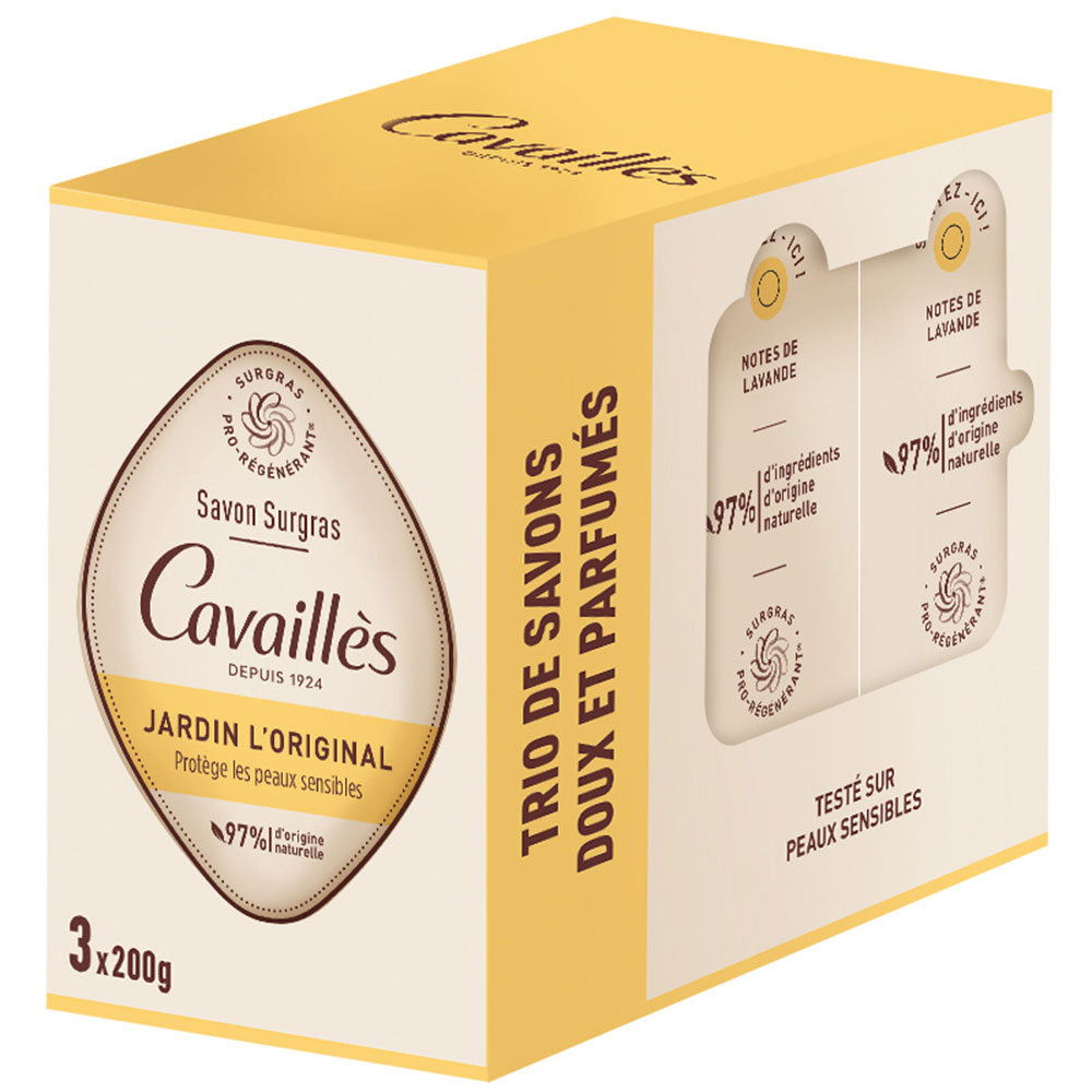 Cavaillès Surgras Pro-Regenerating Original Garden Soaps 3x200g
