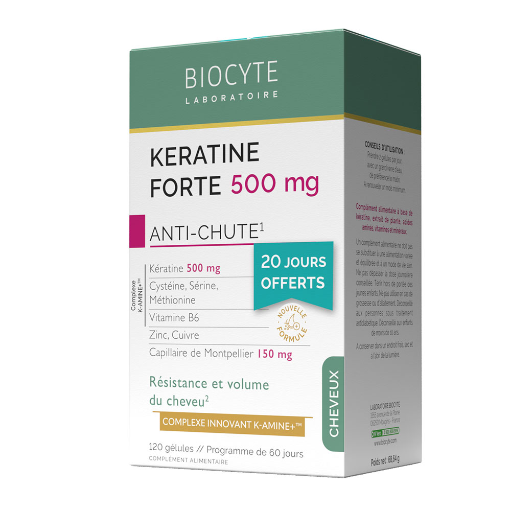 Biocyte Hair Keratin Forte 500mg Pack 120 Gelules
