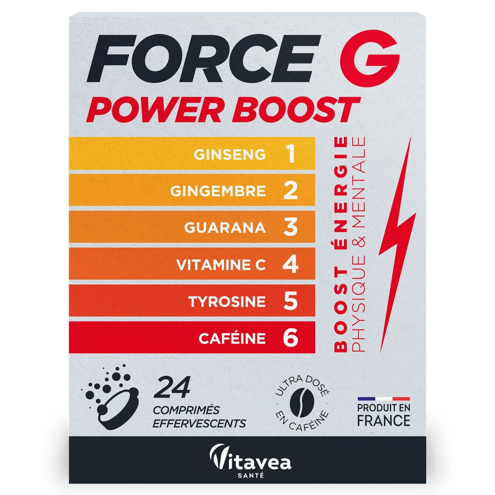 Vitavea Santé Force G Power Boost Ginseng Ginger Guarana Physique & Mental 24 Effervescent tablets