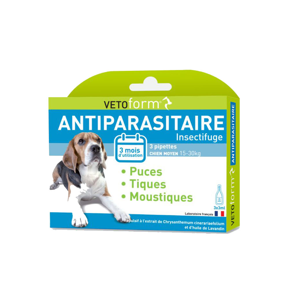 Vetoform Dogs Antiparasitic pipettes for dogs weighing 15 to 30 kg 3 x 3 ml
