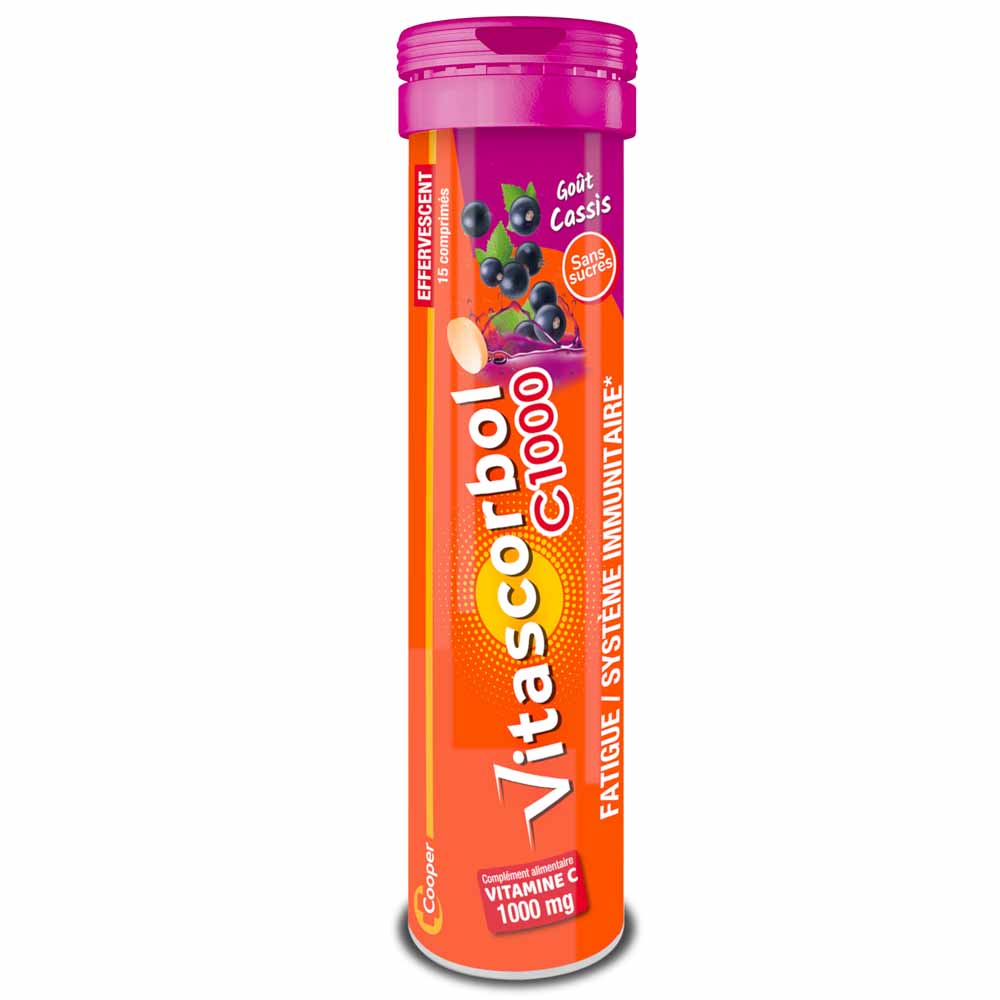 Vitascorbol Vitamin C1000 Blackcurrant flavour 15 Effervescent Tablets