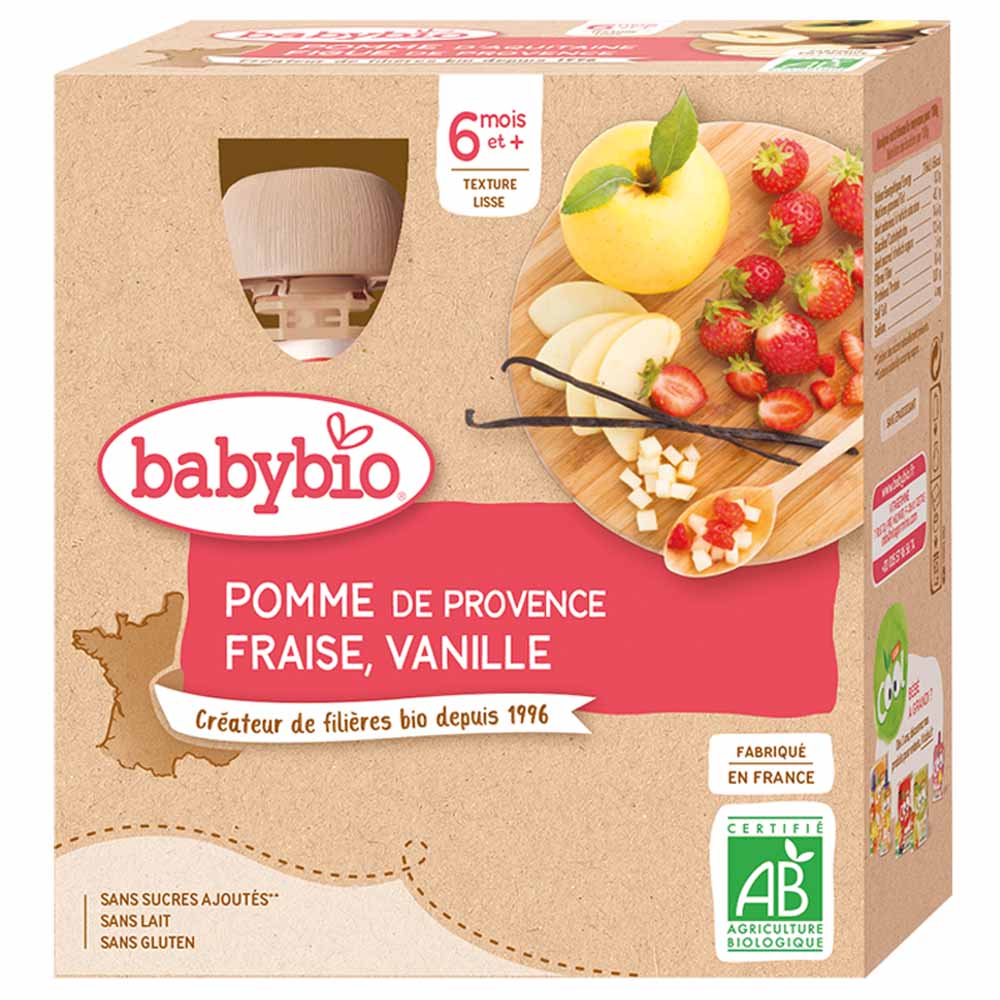 Babybio Fruit 6 Month Bioes Bottles Fruits 4x90g