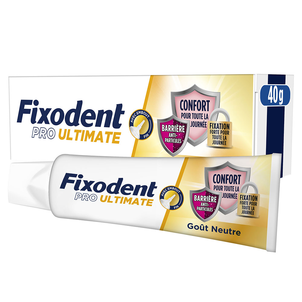 Fixodent Pro Ultimate Adhesive Cream For Total &amp; Partial Dentures Taste Neutre 40ml