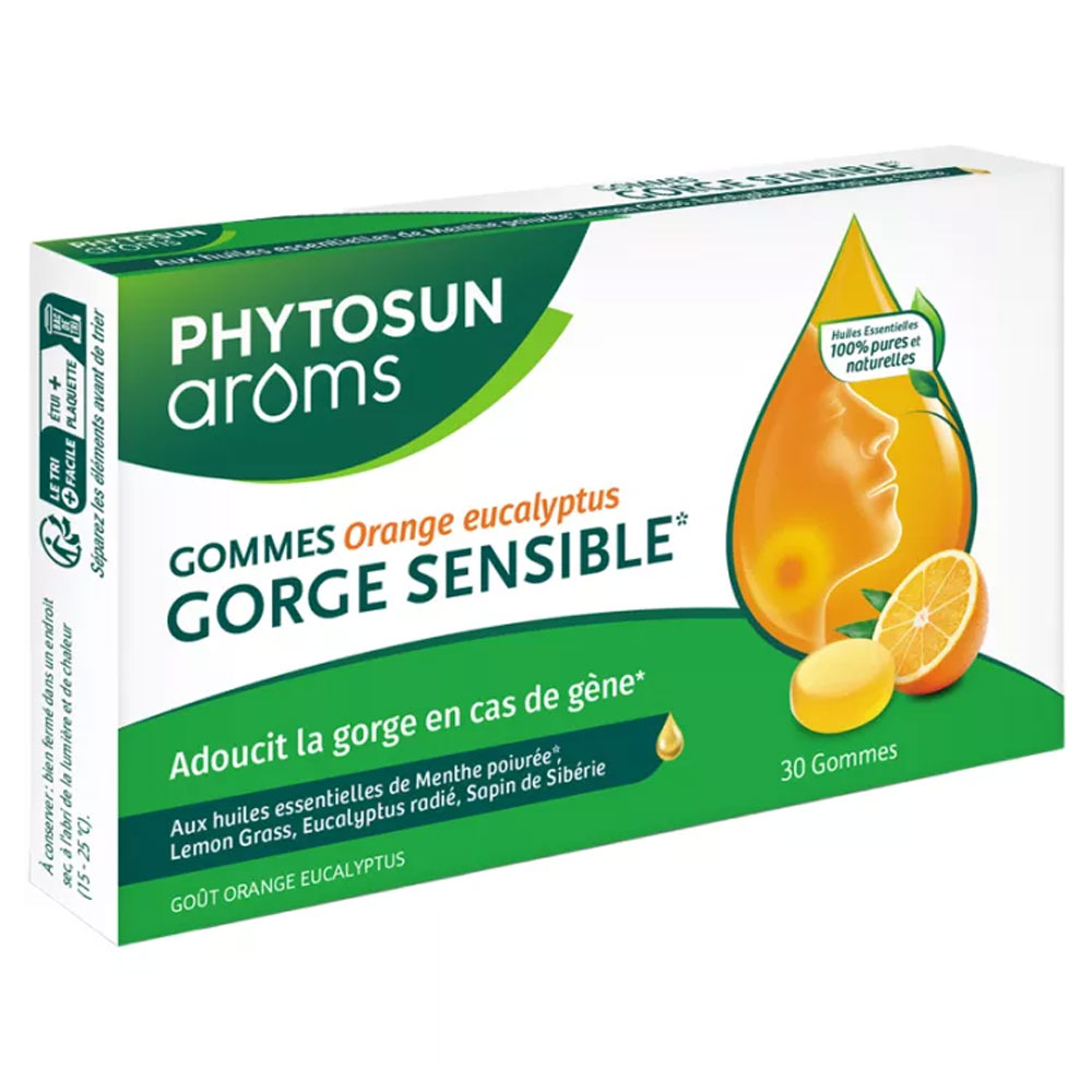 Phytosun Aroms Sensitive throat orange and eucalyptus flavour 30 gummies