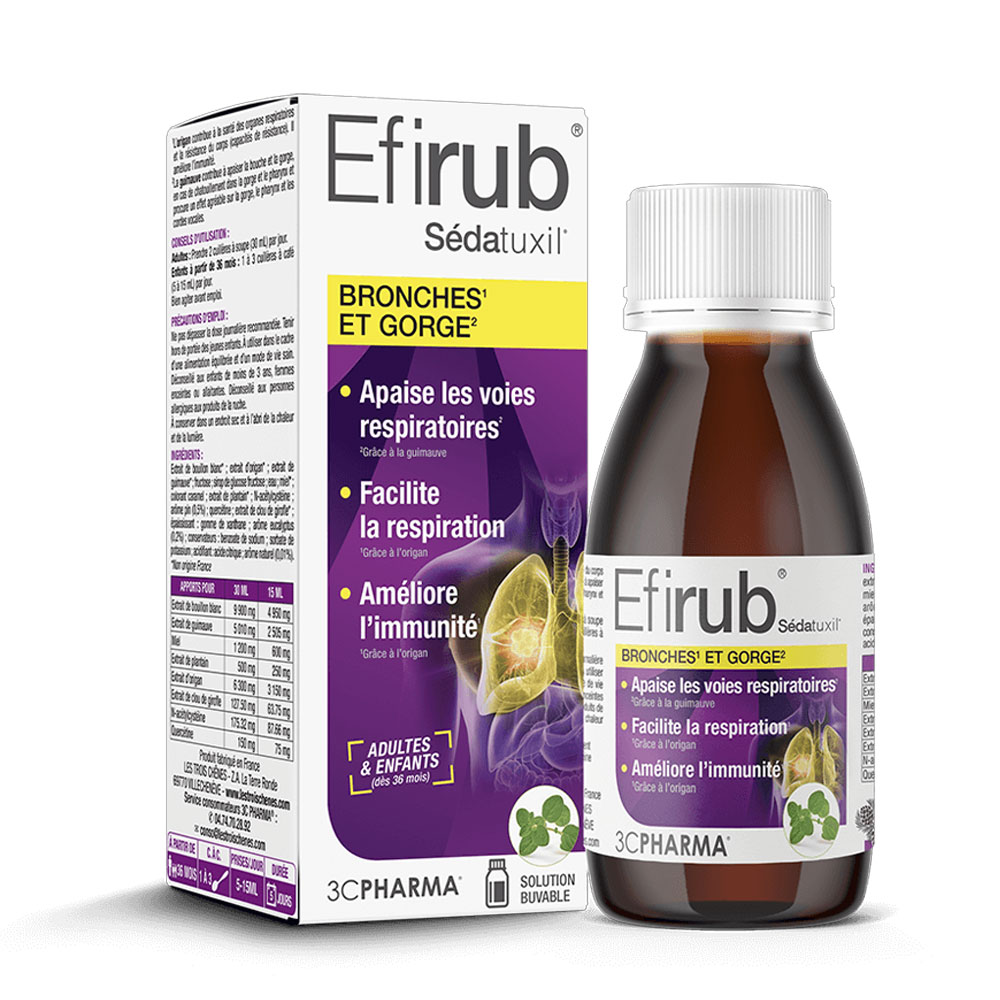 3C Pharma Efirub Sedatuxil Bronchi and Throat 125ml