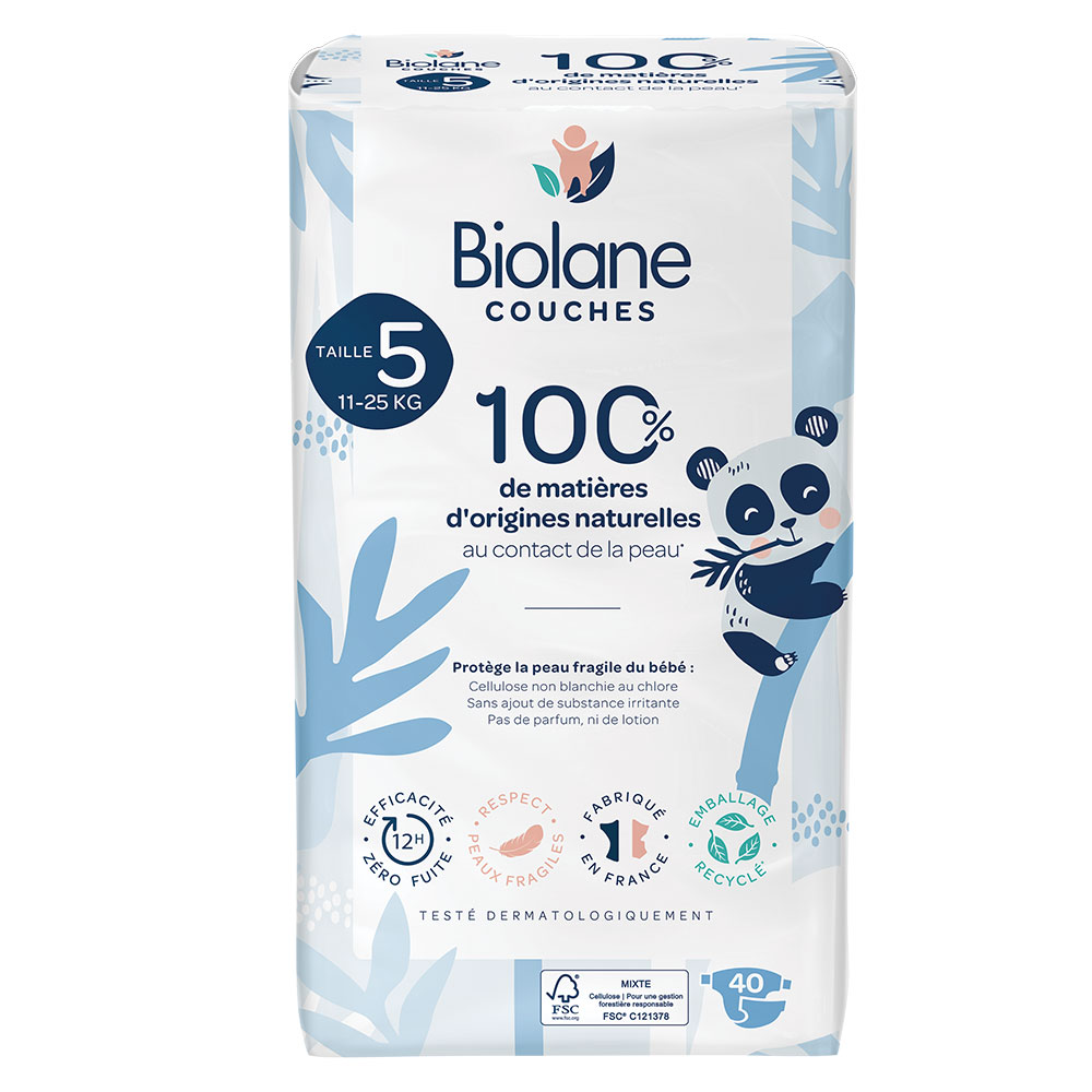 Biolane Natural Eco Diapers Size 5 x 40