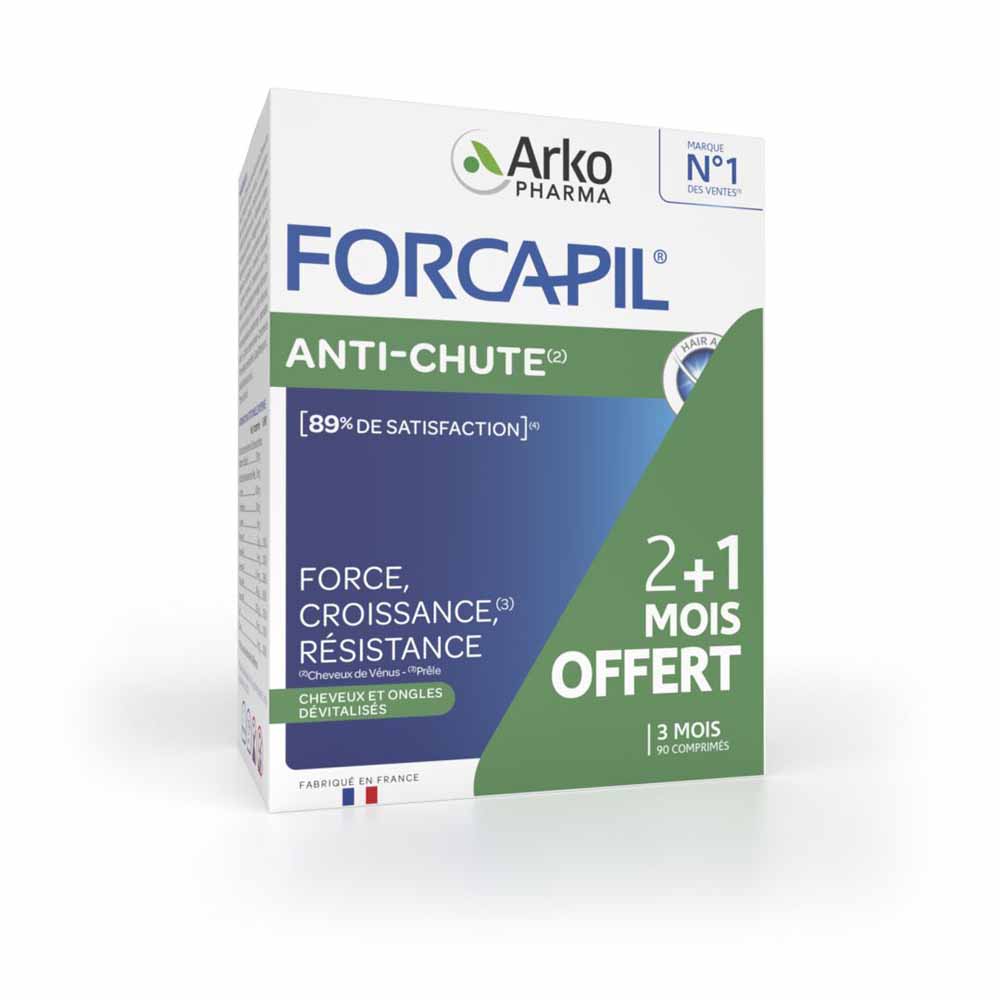 Arkopharma Forcapil Anti-Hair loss - Buy 2 months + 1 months free Cheveux et Ongles Dévitalisés 90 Tablets
