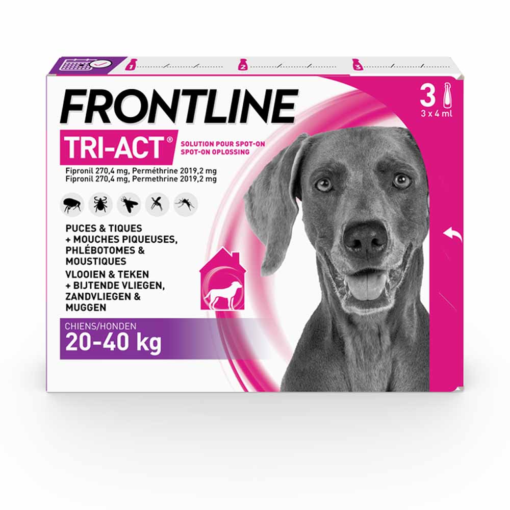 Frontline Tri-act Dogs 20 / 3 Pipettes / 3 Pipettes de 4ml