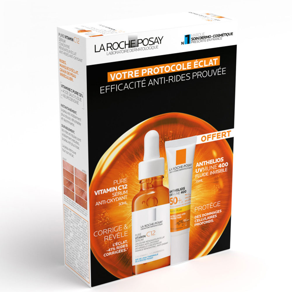 La Roche-Posay Toleriane Giftboxes Anti-Wrinkle Face Serum C12 + Free Anthelios Suncare SPF50+ Protection 45ml