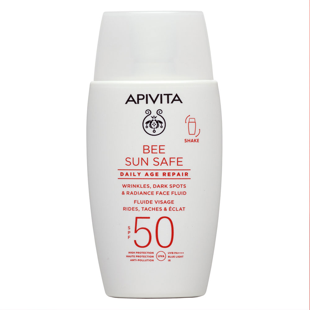 Apivita Bee Sun Safe Daily Age Repair Face Fluid for Wrinkles, Dark Spots & Radiance SPF50 50 ml