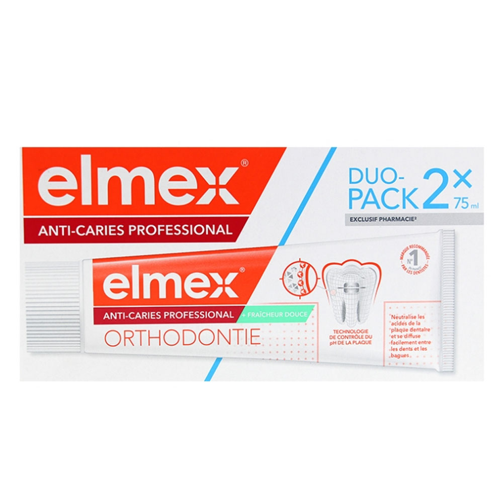 Elmex Fluoride Professional Orthodontic toothpaste Junior Mint flavour 2 x 75 ml