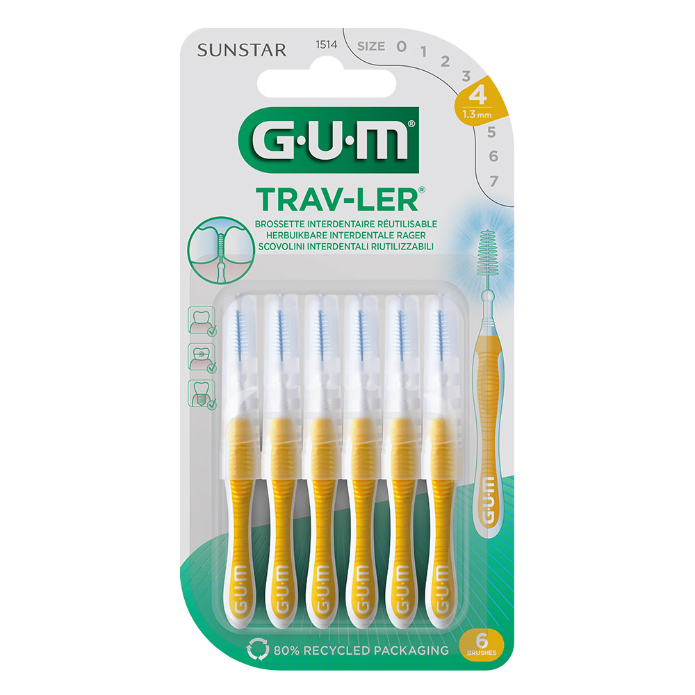Gum Trav-ler Interdental Brushes 1514 Trav-ler 1.3 Mm X4 x6