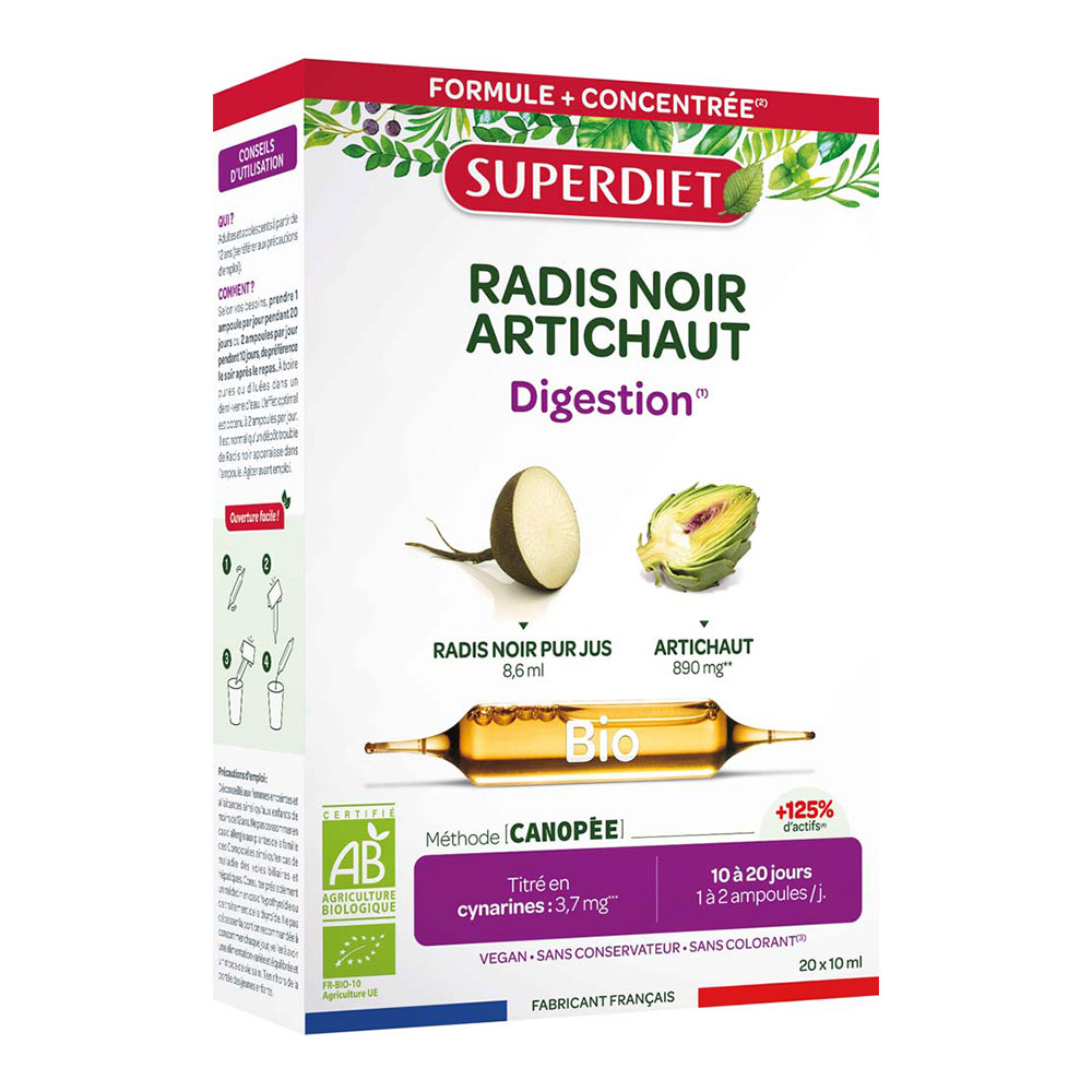 Superdiet Black Radish & Artichoke digestion support 20 ampoules