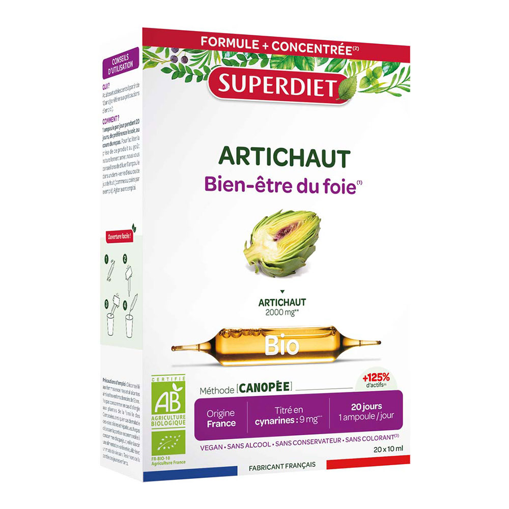 Superdiet Organic artichoke liver wellness support 20 ampoules