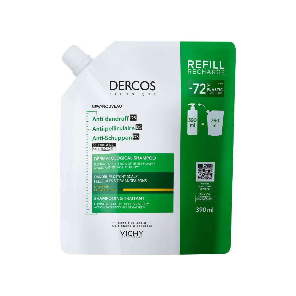 Vichy Dercos Eco Refill Anti-Dandruff Shampoo for Dandruff and Itching Dry hair 390ml